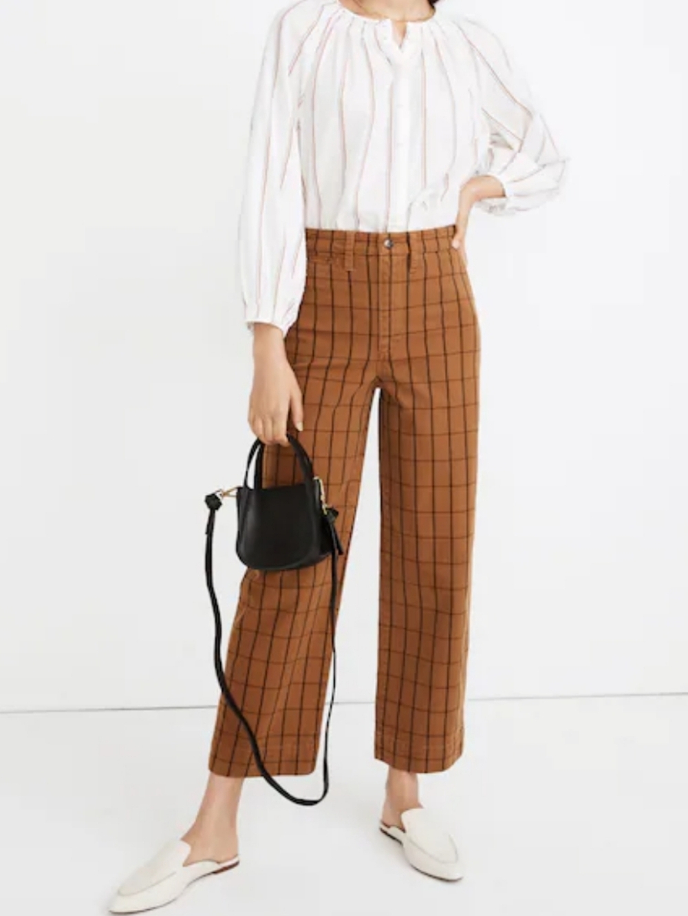 Madewell Slim Emmett Wide Leg Crop Pants In Eberhart Plaid Size 24